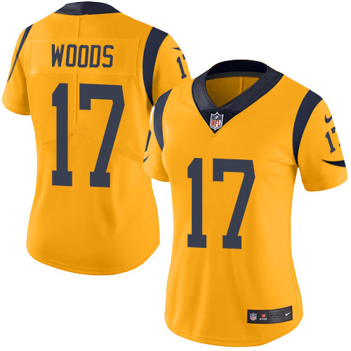Nike Rams #17 Robert Woods Gold Women's Stitched NFL Limited Rush Jersey